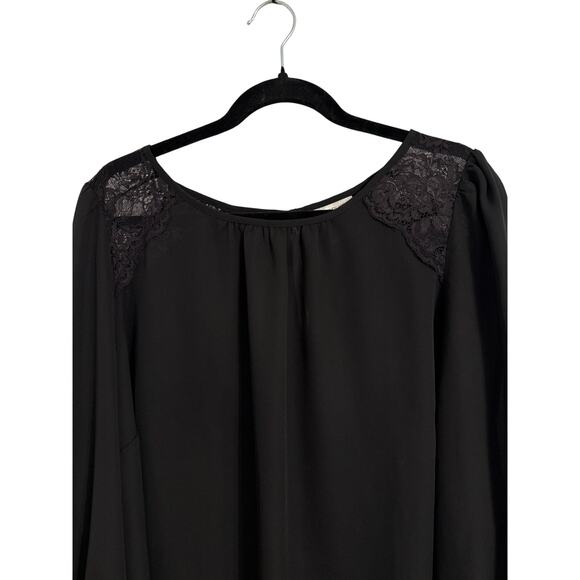 Avenue Studio Women's 18 Whimsigoth Lace Balloon Long Sleeve Tunic Sheer Blouse - Picture 3 of 9